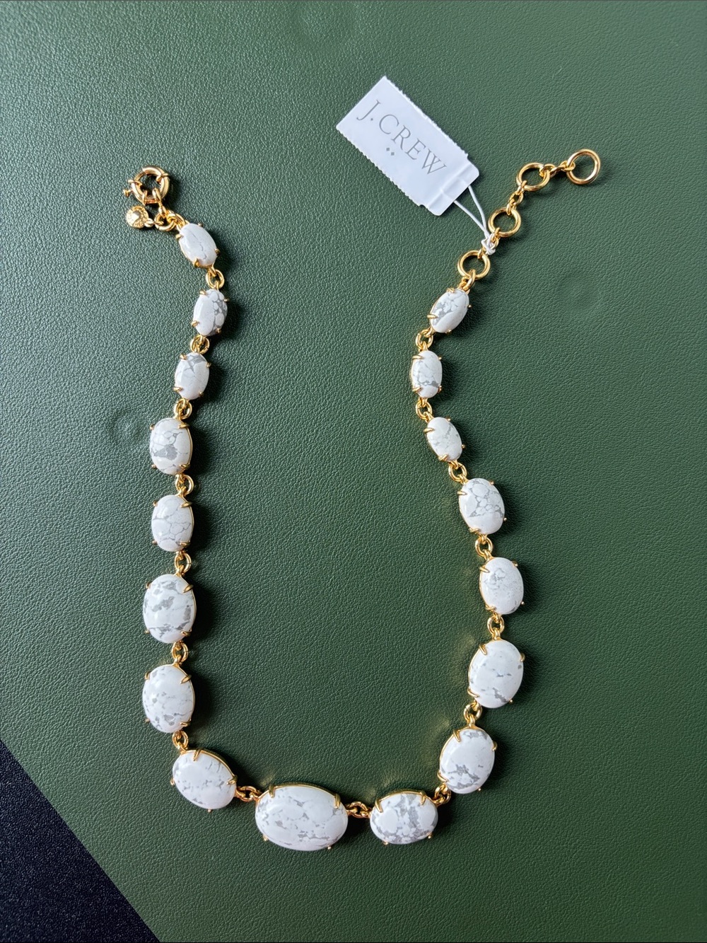 J. Crew Gold-Trim White Marble Statement Necklace